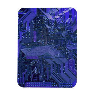 Blue Cyber Circuit Board Tech Art Electronics Magneet