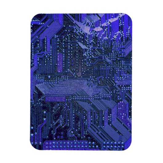 Blue Cyber Circuit Board Tech Art Electronics Magneet (Verticaal)