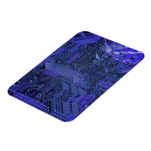 Blue Cyber Circuit Board Tech Art Electronics Magneet (Linkerzijde)