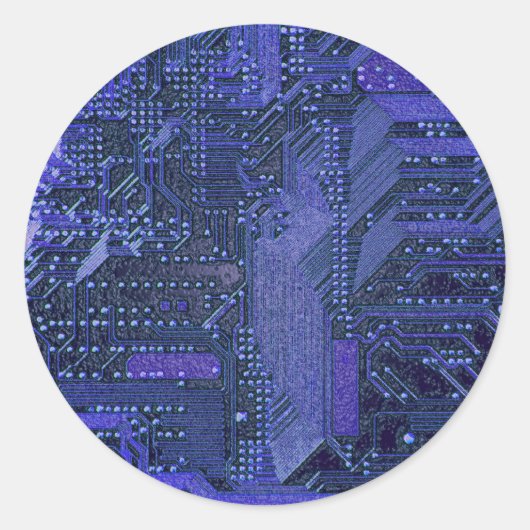 Blue Cyber Circuit Board Tech Art Electronics Ronde Sticker (Voorkant)