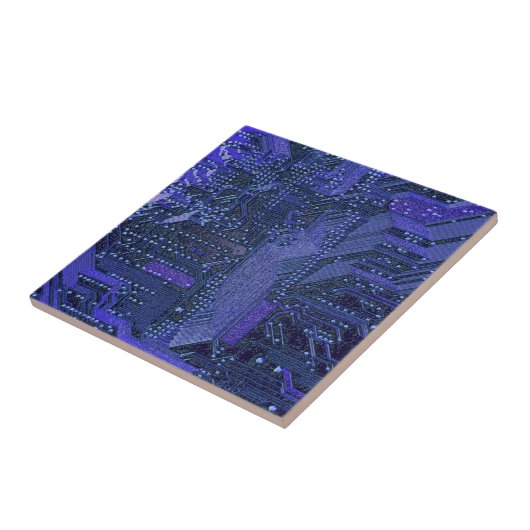 Blue Cyber Circuit Board Tech Art Electronics Tegeltje (Zijkant)