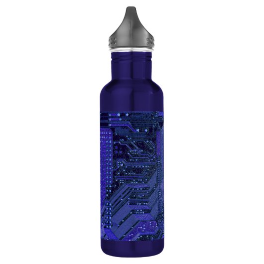 Blue Cyber Circuit Board Tech Art Electronics Waterfles (Links)