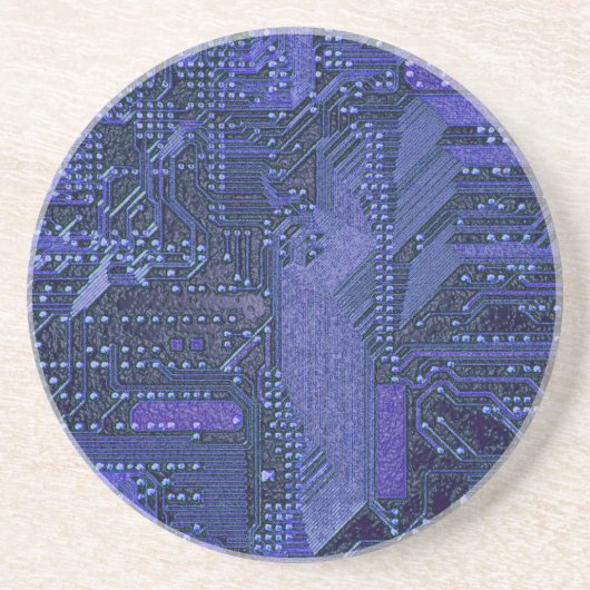 Blue Cyber Circuit Board Tech Art Electronics Zandsteen Onderzetter (Voorkant)