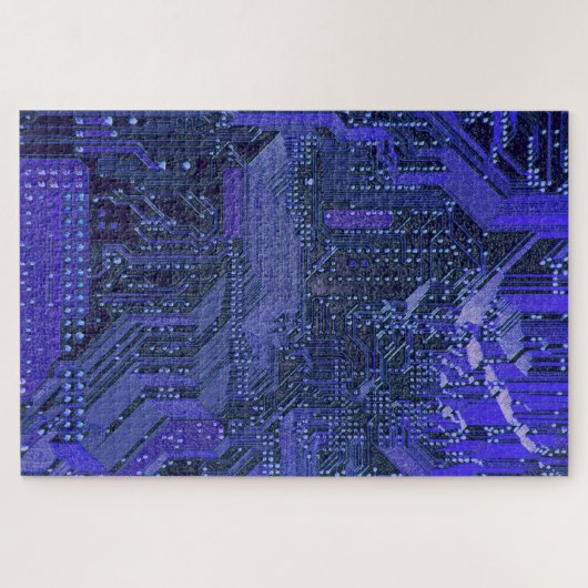 Blue Cyber Circuit Board Tech Electronics Legpuzzel (Horizontaal)