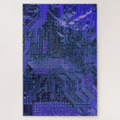 Blue Cyber Circuit Board Tech Electronics Legpuzzel (Verticaal)
