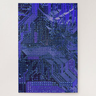 Blue Cyber Circuit Board Tech Electronics Legpuzzel