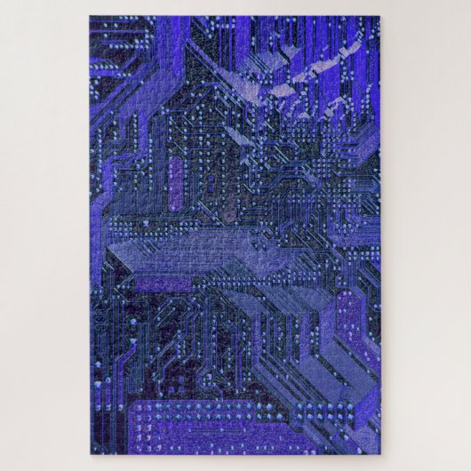 Blue Cyber Circuit Board Tech Electronics Legpuzzel (Verticaal)