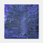 Blue Cyber Circuit Board Tech Electronics Magneet (Voorkant)