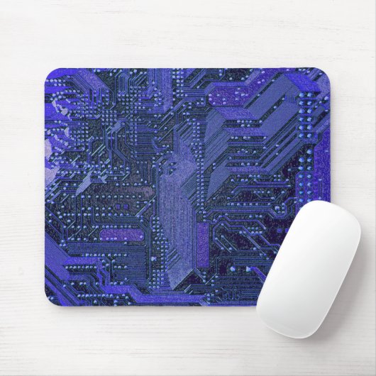 Blue Cyber Circuit Board Tech Electronics Muismat (Met muis)