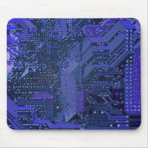 Blue Cyber Circuit Board Tech Electronics Muismat