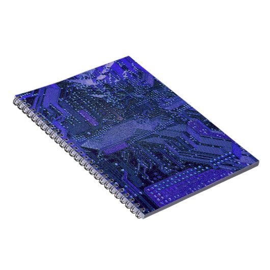 Blue Cyber Circuit Board Tech Electronics Notitieboek (Rechterzijde)