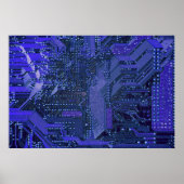 Blue Cyber Circuit Board Tech Electronics Poster (Voorkant)