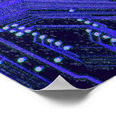 Blue Cyber Circuit Board Tech Electronics Poster (Hoek)