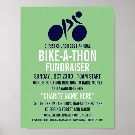 Blue Cycling-Logo, Charity Bike-a-Thon Event Poster (Voorkant)