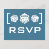 Blue D20 Dice Gamer RSVP-Briefkaart Uitnodiging Briefkaart (Voorkant)