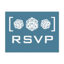 Blue D20 Dice Gamer RSVP-Briefkaart