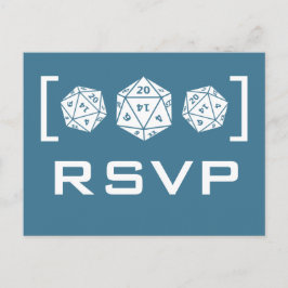 Blue D20 Dice Gamer RSVP-Briefkaart Uitnodiging Briefkaart