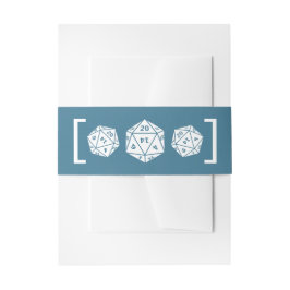 Blue D20 Dice Gamer Wedding Belly Bands Uitnodigingen Wikkel
