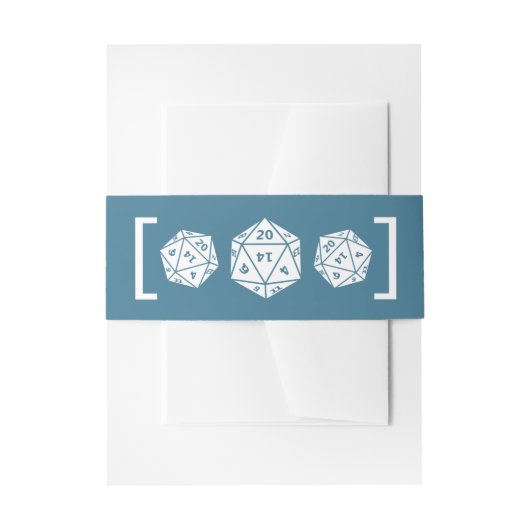 Blue D20 Dice Gamer Wedding Belly Bands Uitnodigingen Wikkel (Voorkant Voorbeeld)