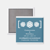 Blue D20 Dice Gamer Wedding Info Magnet v2 (Voorkant / Achterkant)