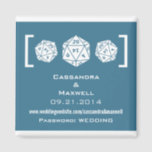 Blue D20 Dice Gamer Wedding Info Magnet v2<br><div class="desc">Deze D20 Dice Gamer Wedding Information Magnet in blauw is ideaal voor het nerdy koppel dat verliefd is geworden op een gedeeld belang bij het spelen van spellen en dat hun trouwinfo zou willen bekendmaken met dit deel van hun persoonlijkheden. Dit slordige ontwerp is voorzien van een eenvoudige en minimalistische...</div>