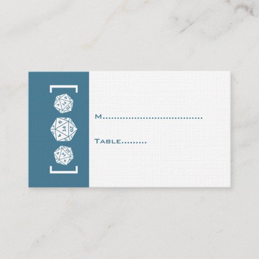 Blue D20 Dice Gamer Wedding Place Card Plaatskaartje (Voorkant)