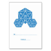 Blue D20 Dice Place Card Kaart (Voorkant)