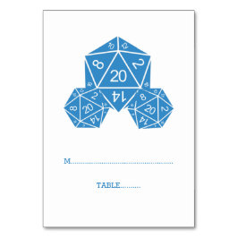Blue D20 Dice Place Card Kaart