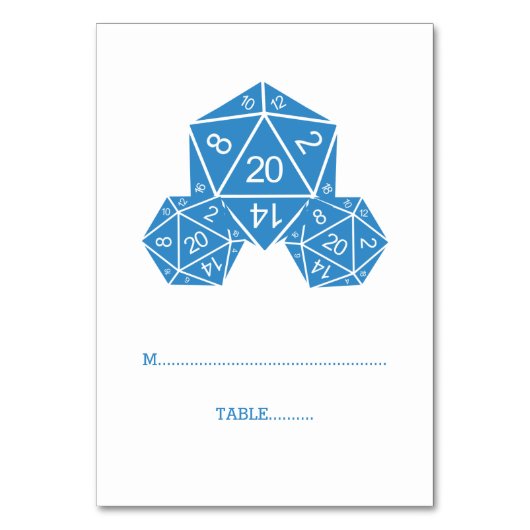 Blue D20 Dice Place Card Kaart (Voorkant)