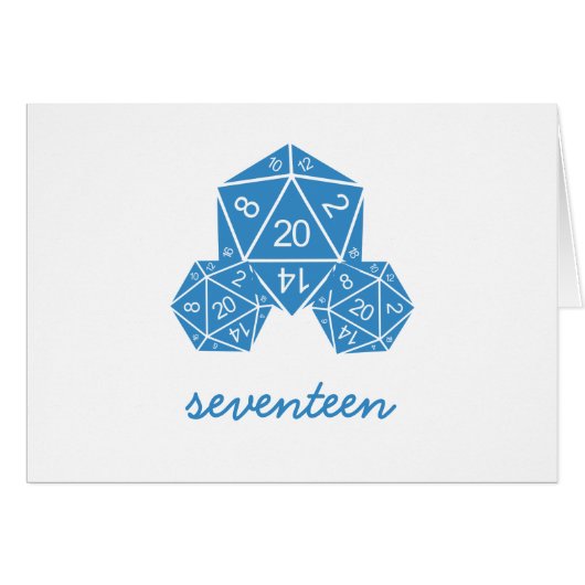 Blue D20 Dice Table Number Kaart (Voorkant Horizontaal)