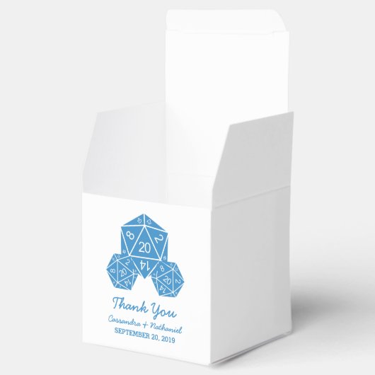 Blue D20 Dice Wedding Favor Boxes Bedankdoosjes (Geopend)