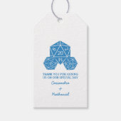 Blue D20 Dice Wedding Gift Labels Cadeaulabel (Voorkant)