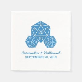 Blue D20 Dice Wedding Paper Napkins Servetten