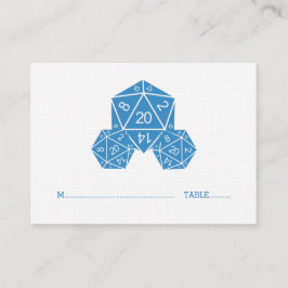 Blue D20 Dice Wedding Place Card Plaatskaartje