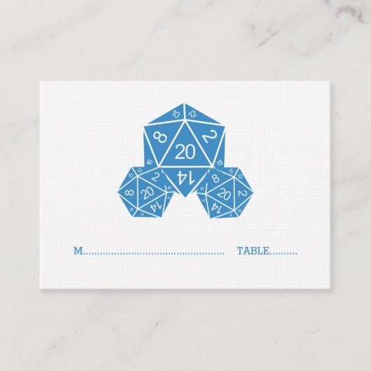 Blue D20 Dice Wedding Place Card Plaatskaartje (Voorkant)