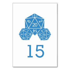 Blue D20 Dice Wedding Table Kaart