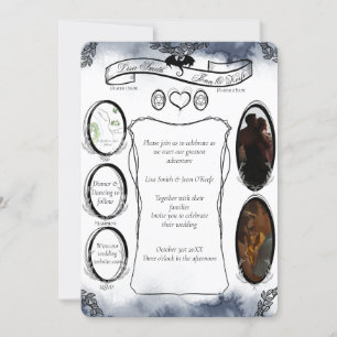 Blue D20 Tabletop RPG Fantasy Dice Wedding Invitat Kaart