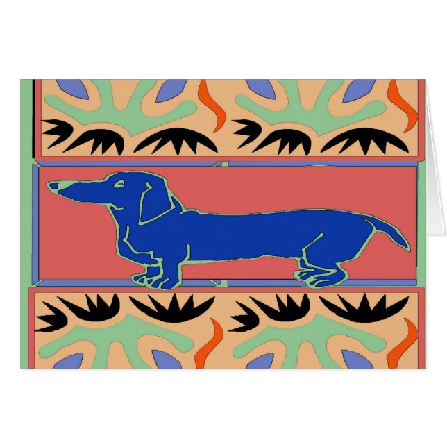 Blue Dachshund Abstract Fauvism (Voorkant Horizontaal)