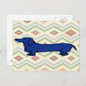 Blue Dachshund Abstract Fauvism Briefkaart (Voorkant / Achterkant)