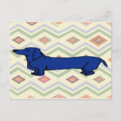 Blue Dachshund Abstract Fauvism Briefkaart (Voorkant)