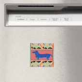 Blue Dachshund Abstract Fauvism Magneet (Insitu (Vaatwasser))