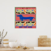 Blue Dachshund Abstract Fauvism Poster (Keuken)