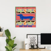 Blue Dachshund Abstract Fauvism Poster (Thuiskantoor)