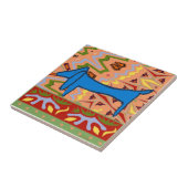 Blue Dachshund Abstract Tegeltje (Zijkant)