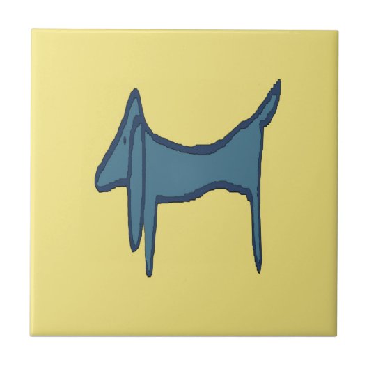 Blue Dachshund Abstract Tegeltje (Voorkant)