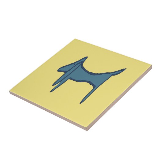 Blue Dachshund Abstract Tegeltje (Zijkant)