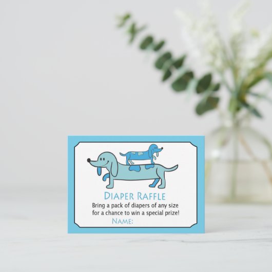 Blue Dachshund Diaper Raffle Tickets (Staand voorkant)