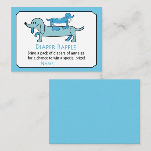 Blue Dachshund Diaper Raffle Tickets (Voorkant / Achterkant)
