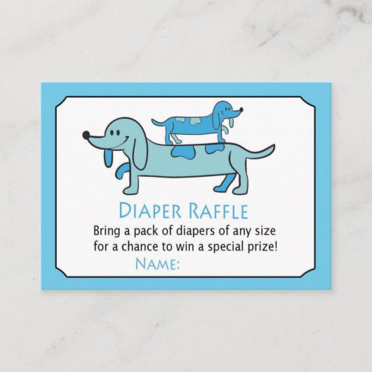 Blue Dachshund Diaper Raffle Tickets (Voorkant)