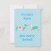 Blue Dachshund Party Invitation Kaart (Voorkant)